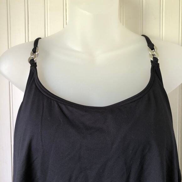 MICHAEL KORS Retail $152 Black Layered Tankini Bikini Bottom 2 Piece Size Small - Picture 2 of 8